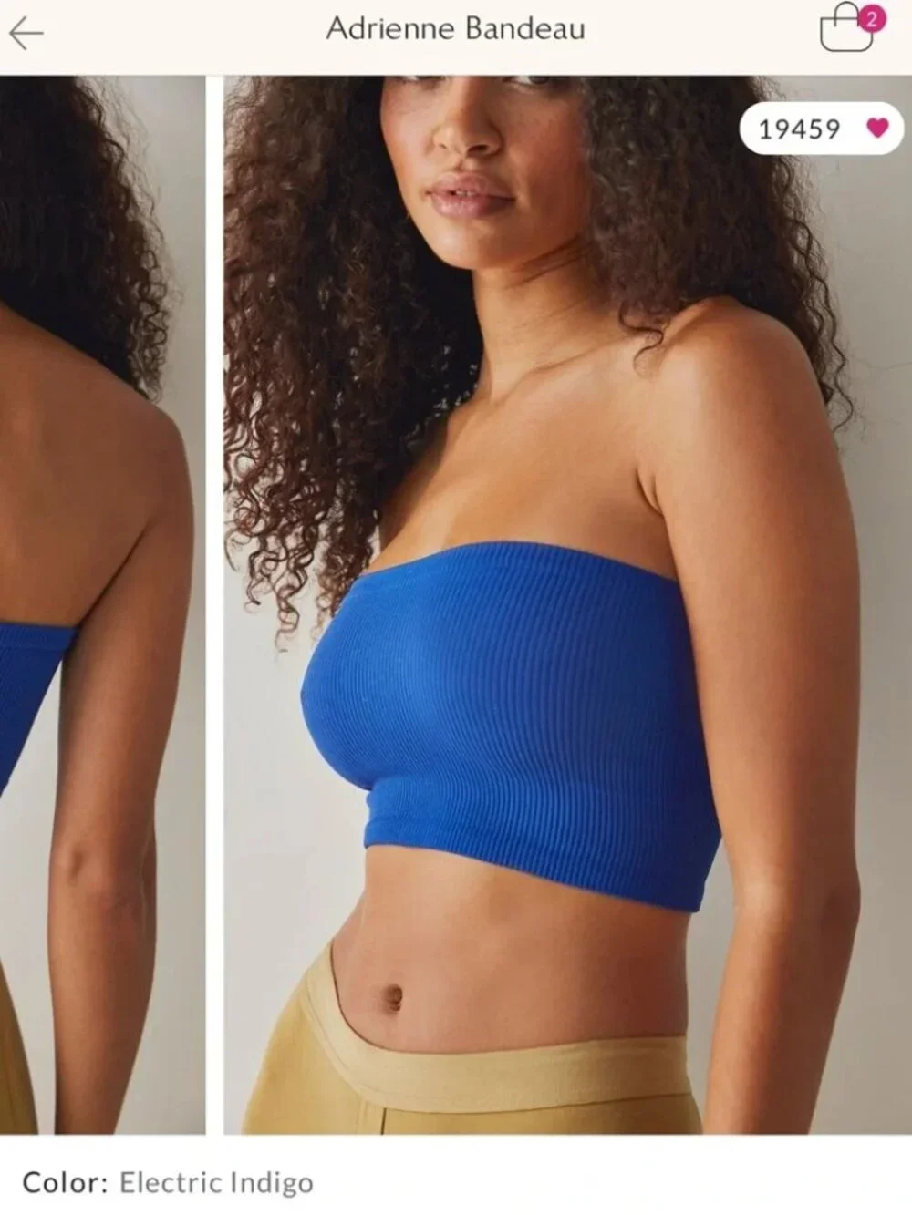 FREE PEOPLE INTIMATELY Adrienne Tube Bandeau Electric Indigo Ribbed